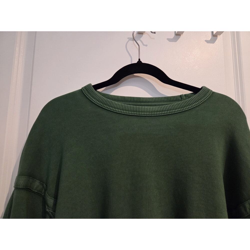 Aerie American Eagle Olive Green Oversized Cotton Sweater Sweatshirt Sz S Small - Picture 3 of 7
